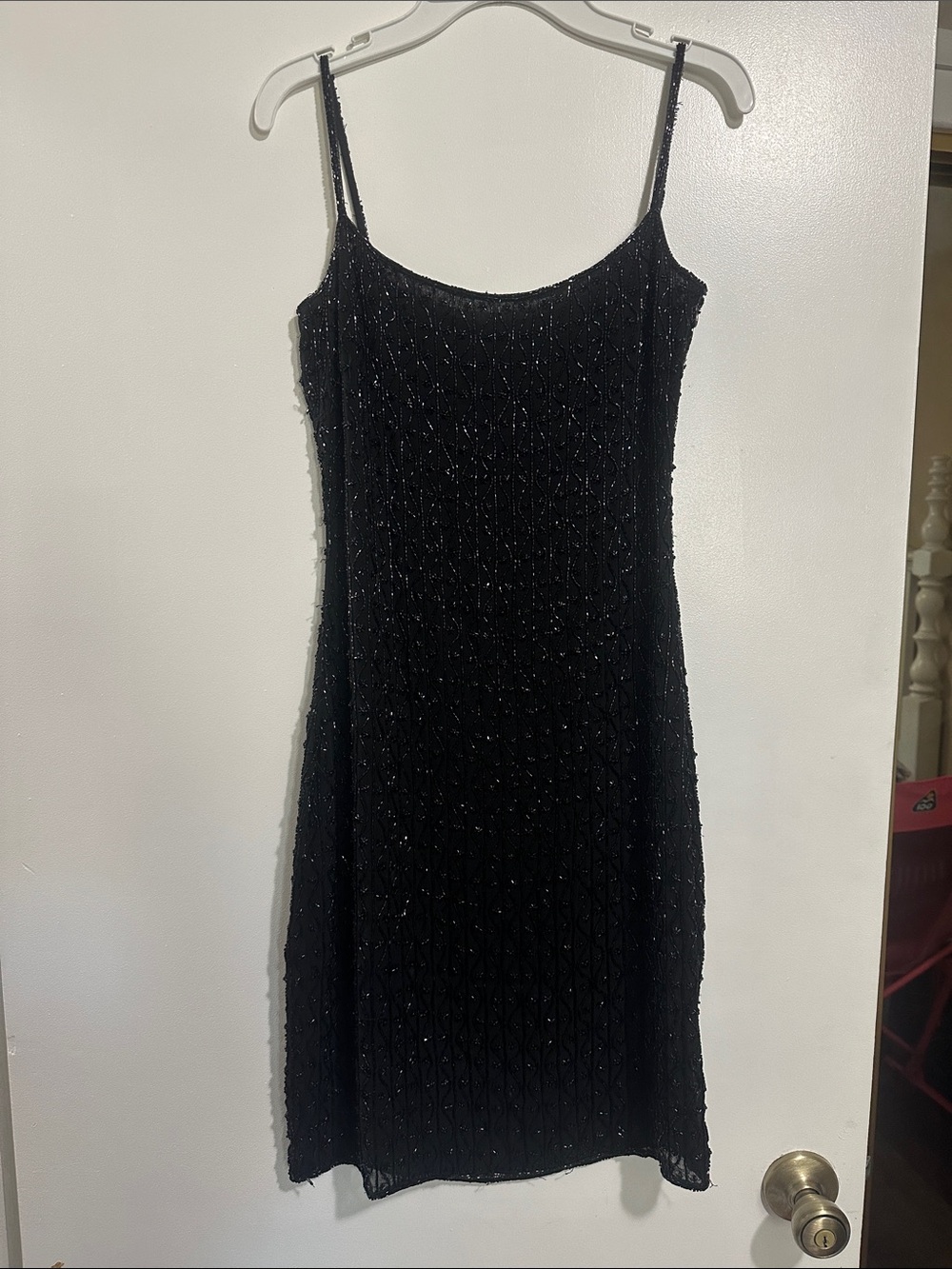Vintage guess Black Beaded Slip Mini Dress.